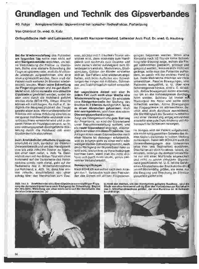 Vorschauseite 1: Grundlagen und Technik des Gipsverbandes 40. Folge: Armgipsverbände