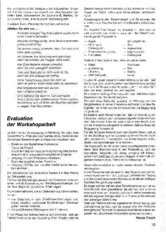 Vorschauseite 5: Ethik in der Pflege - Eigenverantwortung und/oder kulturelle Entbindung? Vortrag, Jahrestagung 14.4.94 (gekürzt)