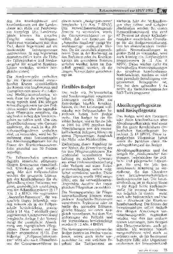 Vorschauseite 2: Referentenentwurf zur BPflV 1995