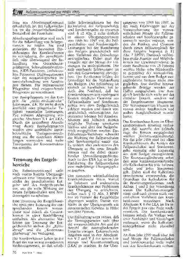 Vorschauseite 3: Referentenentwurf zur BPflV 1995
