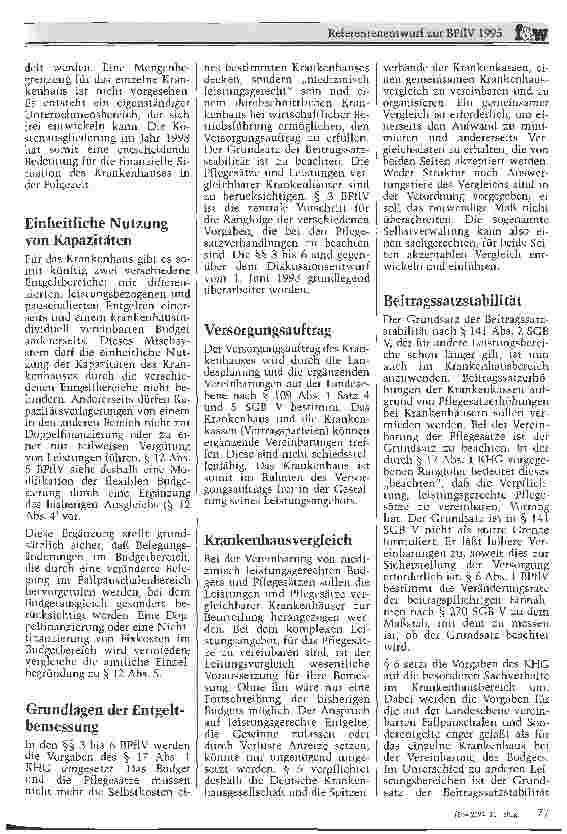 Vorschauseite 4: Referentenentwurf zur BPflV 1995