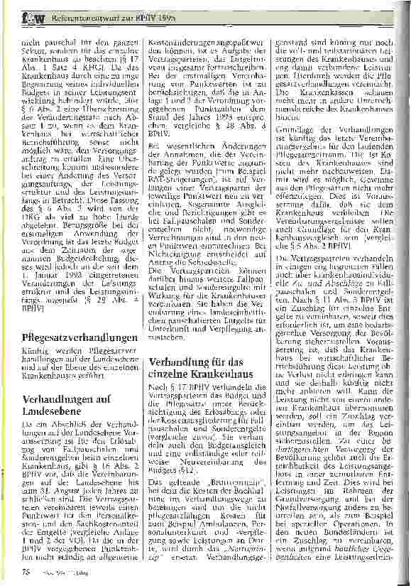 Vorschauseite 5: Referentenentwurf zur BPflV 1995