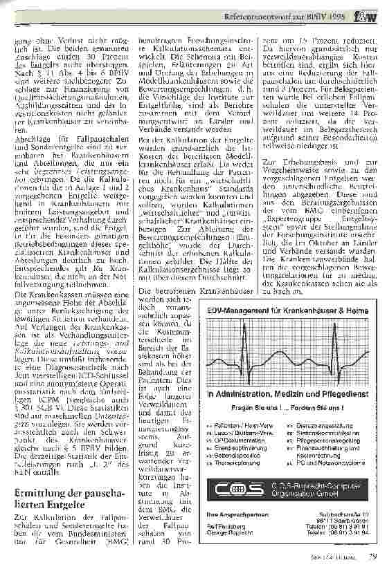 Vorschauseite 6: Referentenentwurf zur BPflV 1995