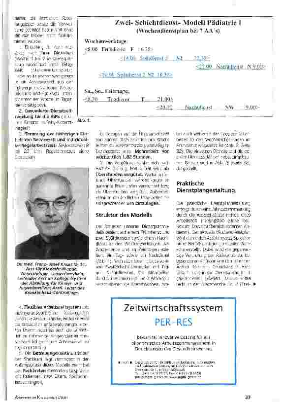 Vorschauseite 2: Es funktioniert! Strukturierte Dienstplangestaltung statt Regeldienst-Bereitschaftsdienst-Schema in der Pädiatrie
