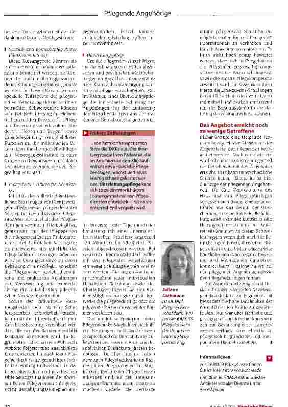 Vorschauseite 3: Mehr Qualität durch professionelle UnterstützungVereinbarung mit Pflegekasse ermöglicht Pflegediensten, Beratung und Anleitung zu leisten
