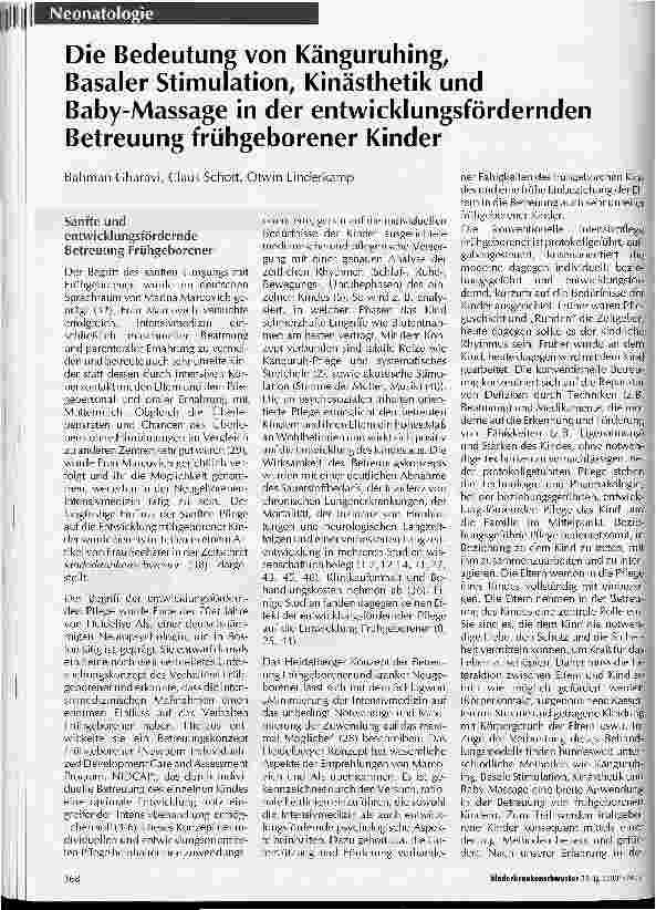 Vorschauseite 1: Die Bedeutung von Känguruhing, Basaler Stimulation, Kinästhetik und Baby-Massage in der entwicklungsfördernden Betreuung frühgeborener Kinder