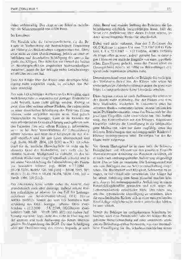 Vorschauseite 2: Zur Risikoaufklärung bei einer Leitungsanästesie