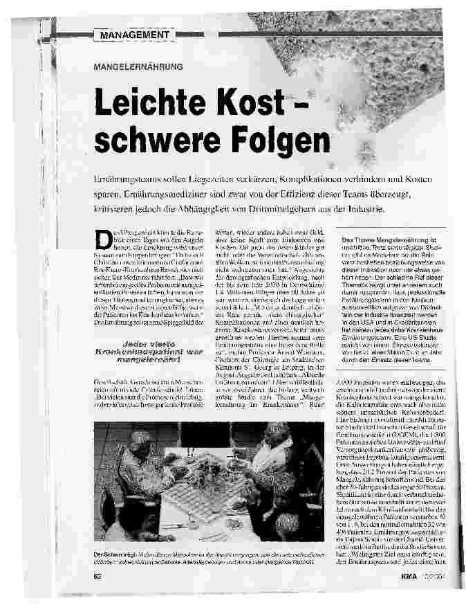 Vorschauseite 1: Leichte Kost -schwere Folgen - MANGELERNAHRUNG