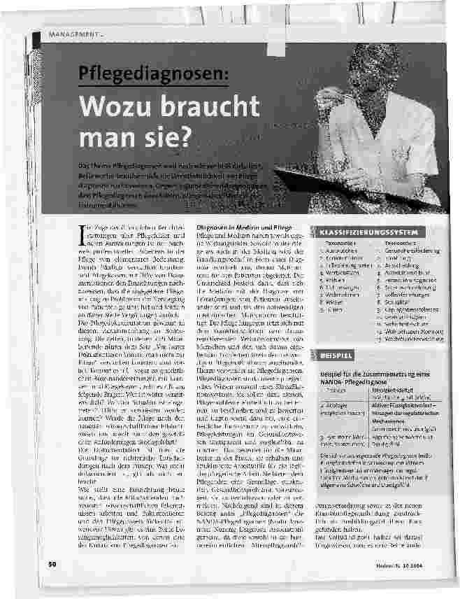 Vorschauseite 1: Pflegediagnosen. Wozu braucht man sie?