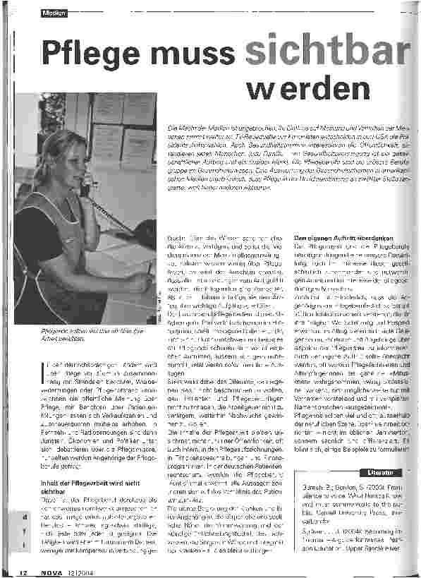 Vorschauseite 1: Pflege muss sichtbar werden