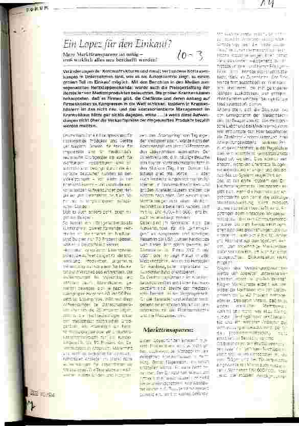 Vorschauseite 1: Ein Lopez für den Einkauf? Mehr Markttransparenz ist nötig - muß wirklich alles beschafft werden?
