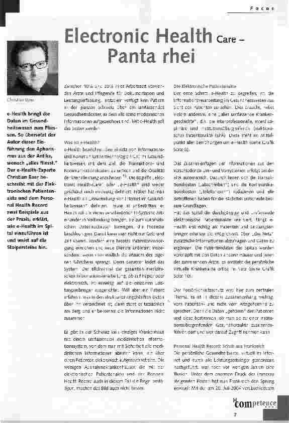 Vorschauseite 1: Electronic Healthcare Panta rhei