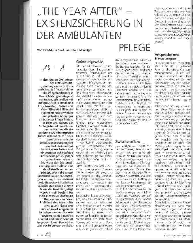 Vorschauseite 1: The Year After - Existenzsicherung in der ambulanten Pflege
