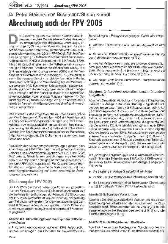 Vorschauseite 1: Abrechnung nach der FPV 2005