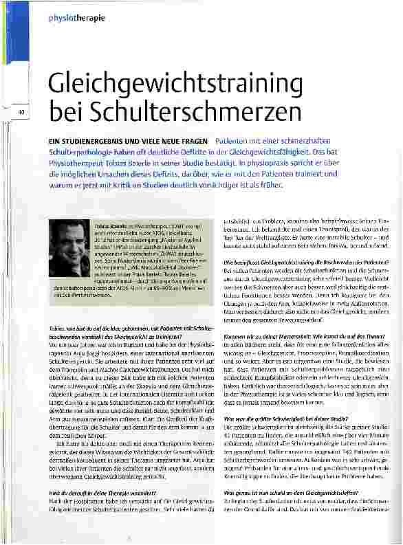 Vorschauseite 1: Gleichgewichtstraining bei Schulterschmerzen