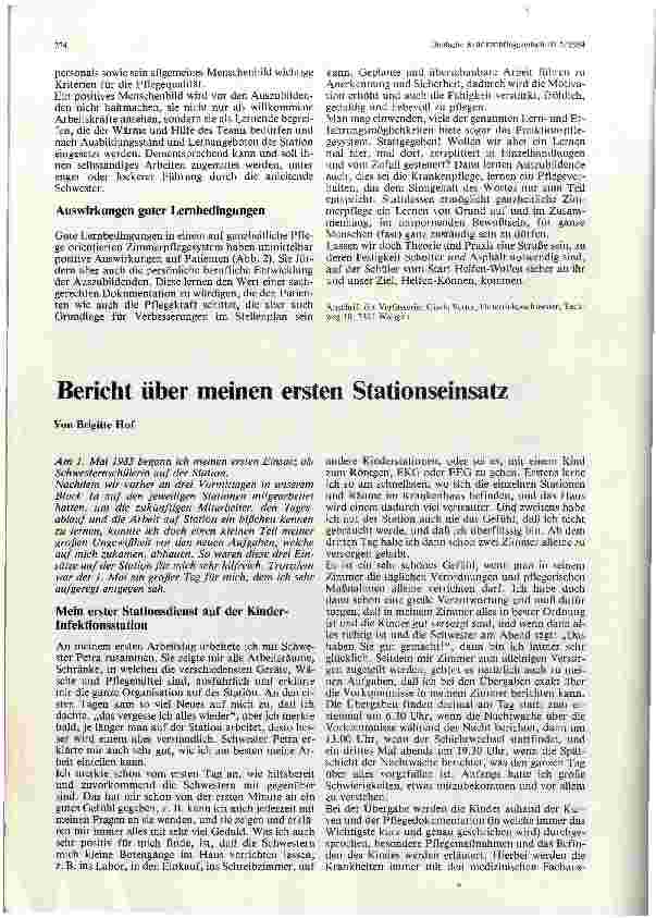 Vorschauseite 1: Bericht über meinen ersten Stationseinsatz