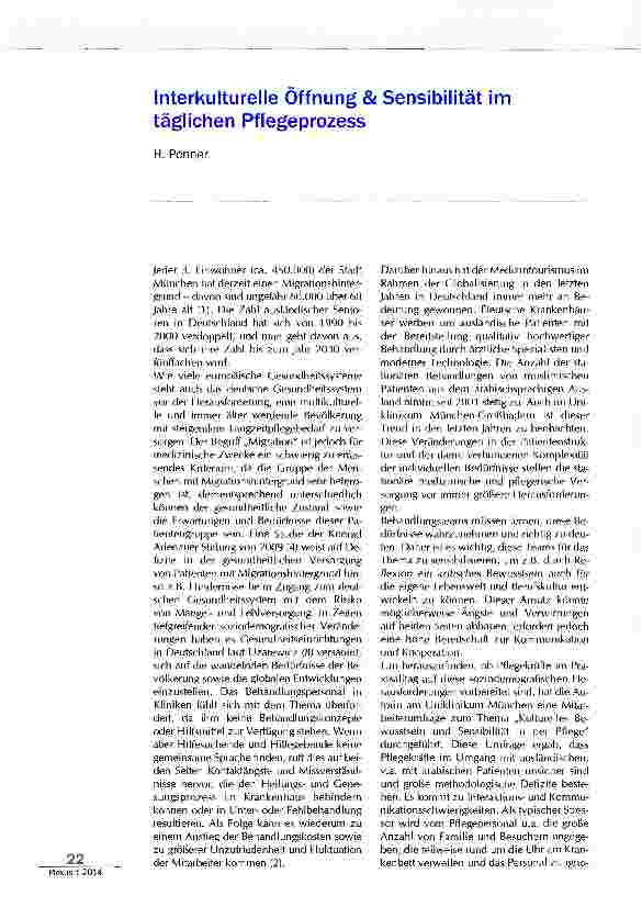 Vorschauseite 1: Interkulturelle Öffnung & Sensibilität im täglichen Pflegeprozess