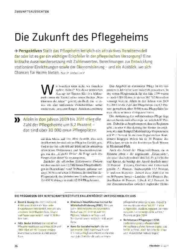 Vorschauseite 1: Die Zukunft des Pflegeheims