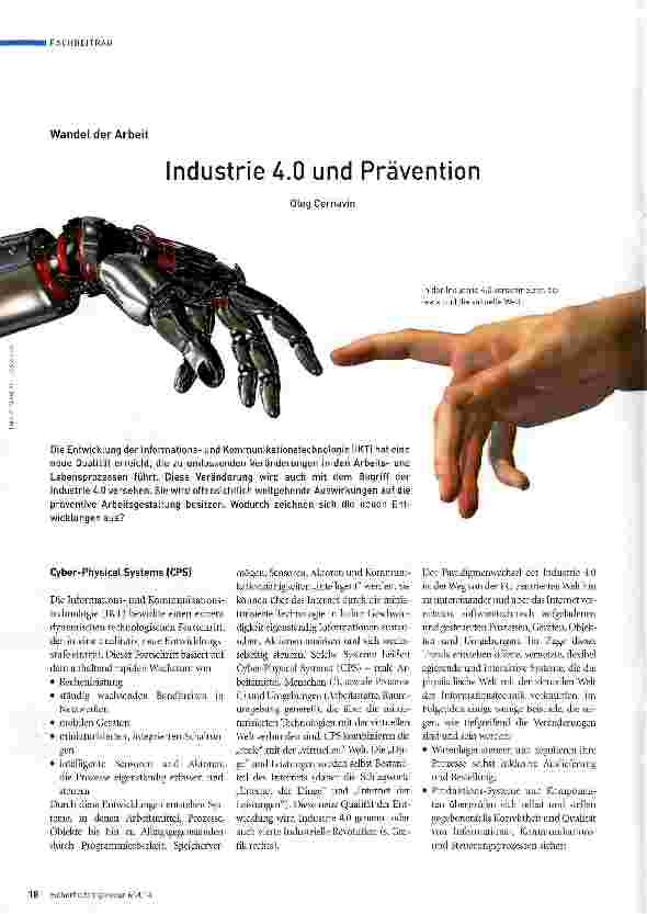 Vorschauseite 1: Industrie 4. 0 und Prävention