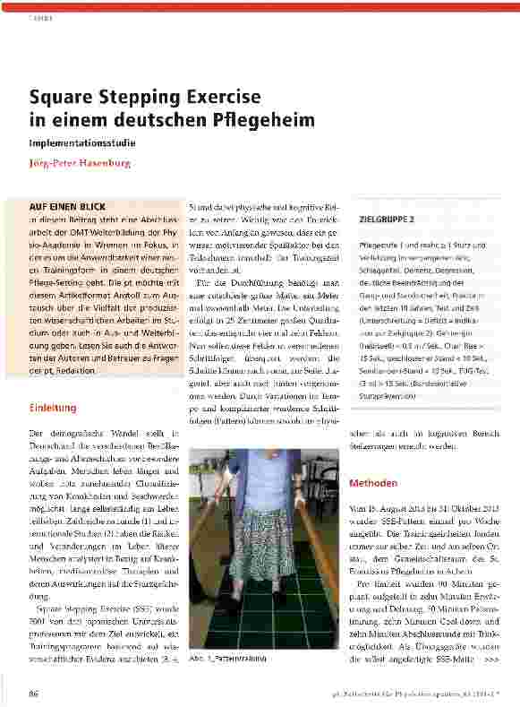 Vorschauseite 1: Square Stepping Exercise in einem deutschen Pflegeheim