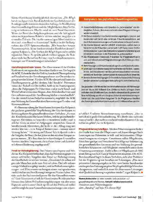 Vorschauseite 4: Gesetzespaket für die Prävention
