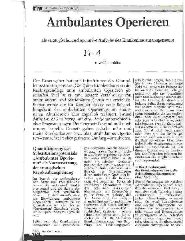 Vorschauseite 1: Ambulantes Operieren als strategische und operative Aufgabe des Krankenhausmanagements