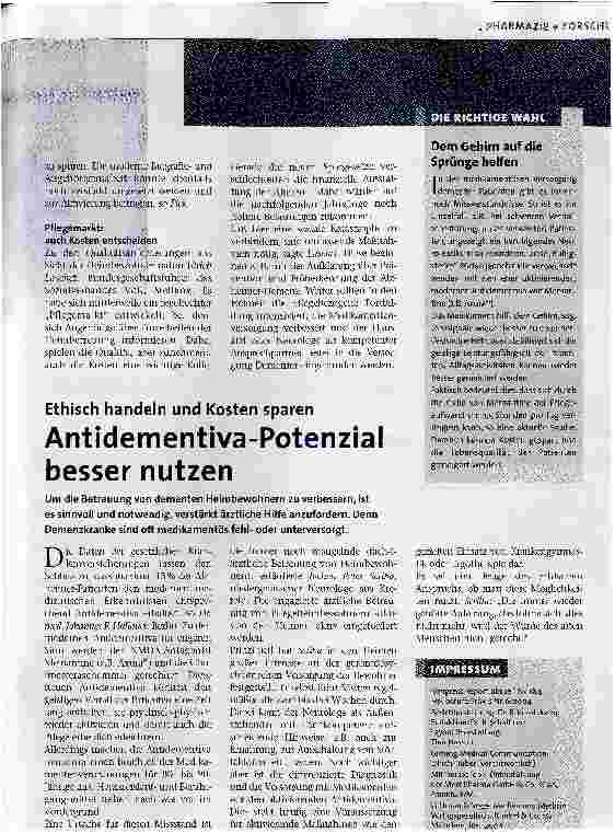Vorschauseite 2: Weichen stellen für die kommenden JahrzehnteHerausforderung Demenz
