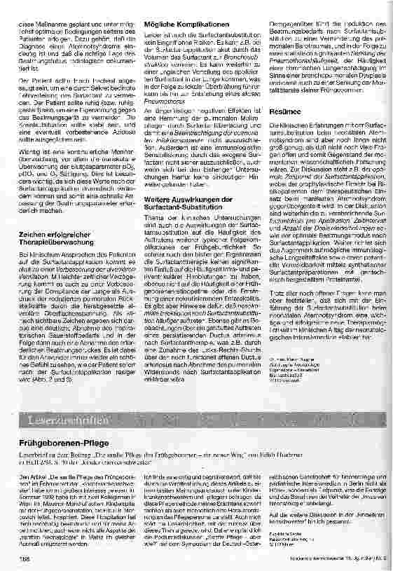 Vorschauseite 3: Surfactant (S) -substitution beim Atemnotsyndrom des Frühgeborenen