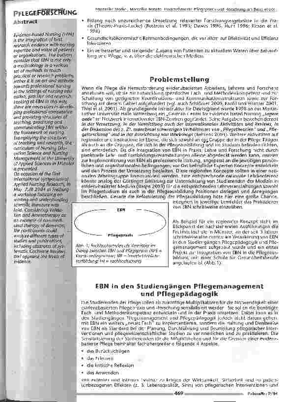 Vorschauseite 2: Evidenzbasierte Pflegepraxis und -forschung am Beispiel derStudiengänge Pflegemanagement und Pflegepädagogik an der Fachhochschule Münster
