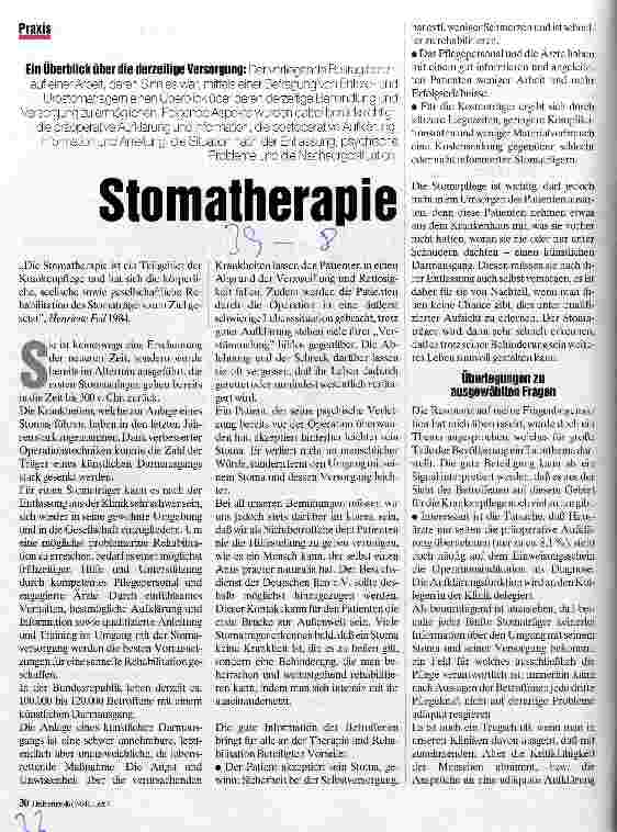Vorschauseite 1: Stomatherapie Ein Überblick über die derzeitige Versorgung