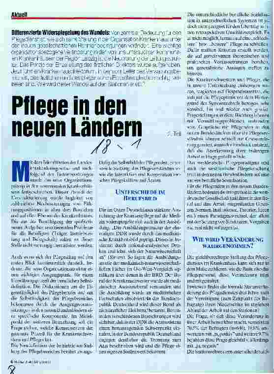 Vorschauseite 1: Pflege in den neuen Ländern Differenzierte Widerspiegelung des Wandels