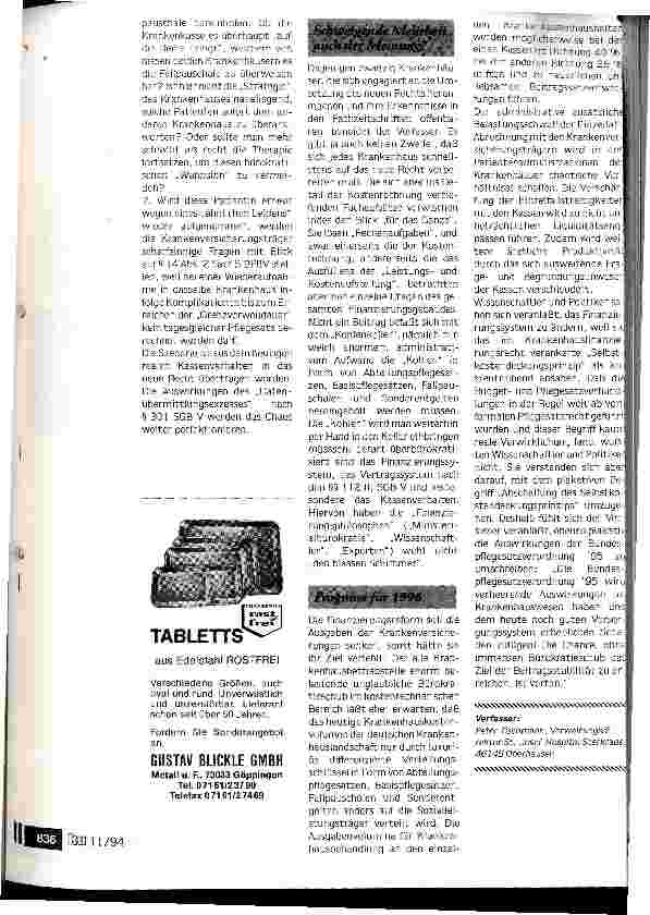 Vorschauseite 4: Wer bringt denn nun die Kohlen in den Keller? Bundespflegesatzverordnung 95: Perfektionierung des Chaos?