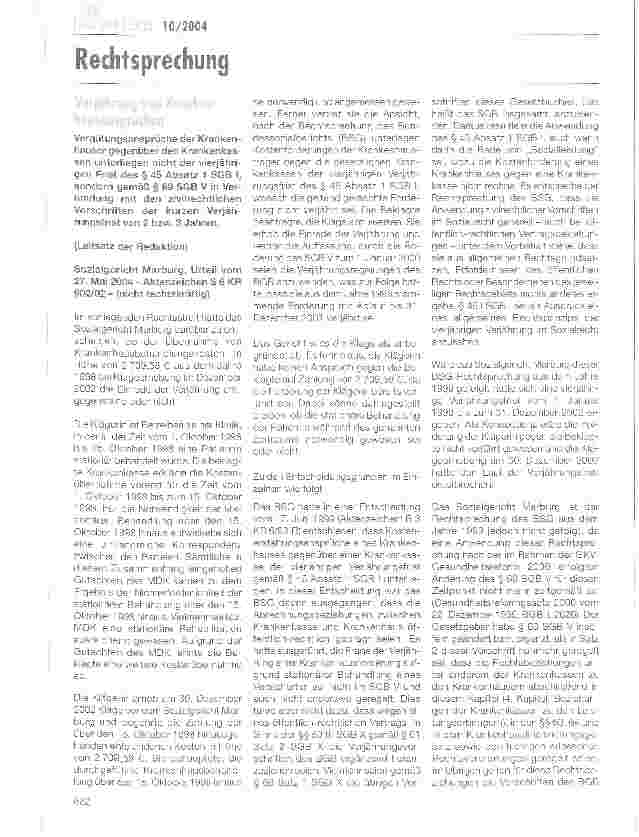 Vorschauseite 1: Verjährung von Krankenhausansprüchen