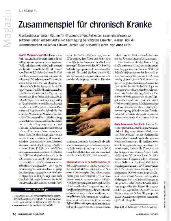 Vorschauseite 1: Zusammenspiel für chronisch Kranke