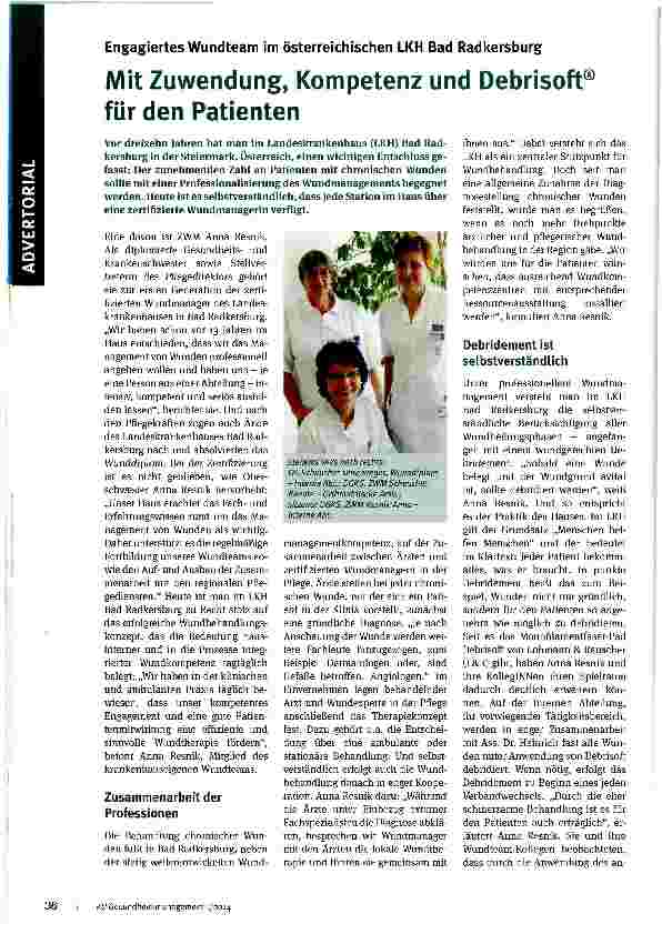 Vorschauseite 1: Mit Zuwendung, Kompetenz und Debrisoft für den Patienten