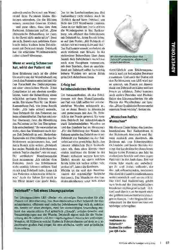 Vorschauseite 2: Mit Zuwendung, Kompetenz und Debrisoft für den Patienten