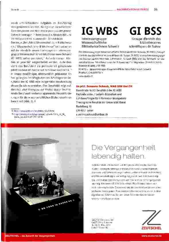 Vorschauseite 4: Das neue Berufsbild für die wissenschaftlichen Bibliothekarinnen der Schweiz