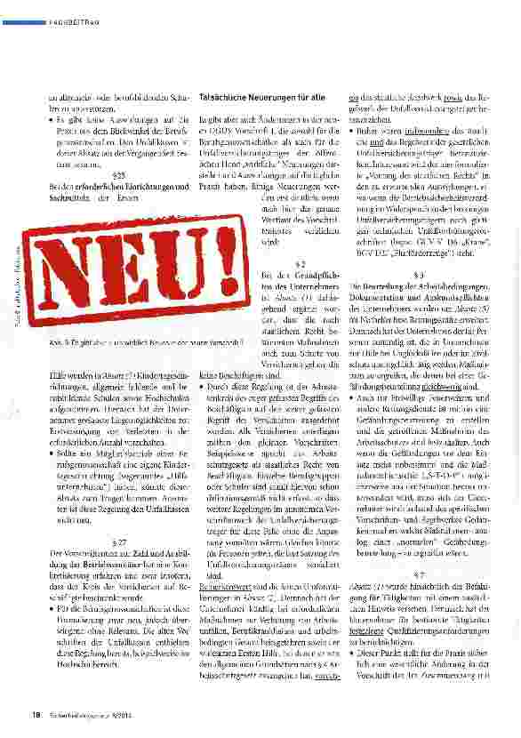 Vorschauseite 3: Bewährtes und Neues Welche Änderungen bringt die neue DGUV Vorschrift 1 „Grundsätze der Prävention?