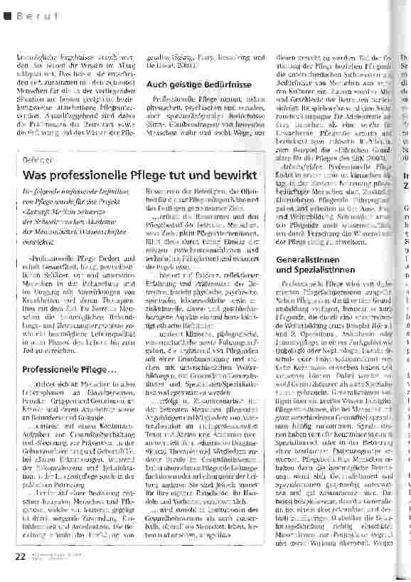 Vorschauseite 3: Zwei Kernsätze und acht ErgänzungenProfessionelle Pflege - neu definiert
