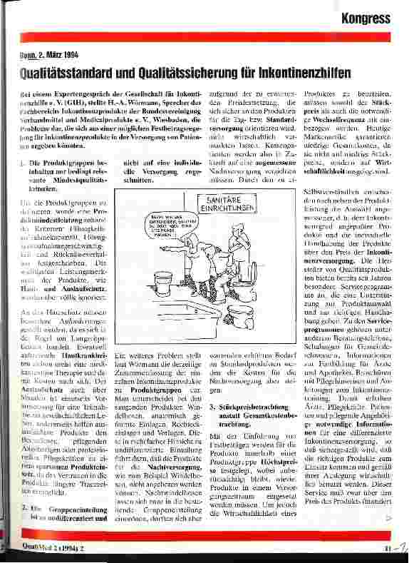 Vorschauseite 1: Qualitätsstandard und Qualitätssicherung für Inkontinenzhilfen