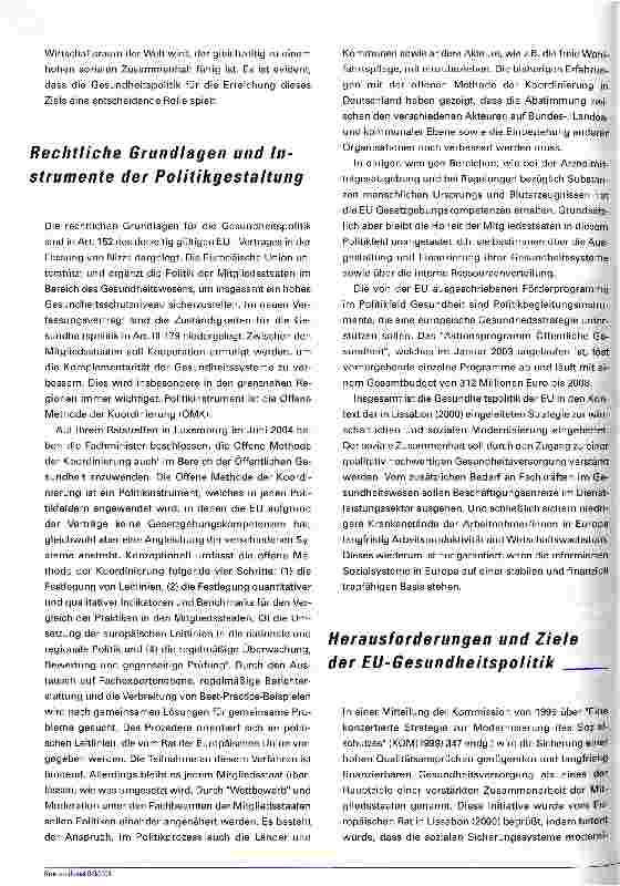 Vorschauseite 2: Gesundheitspolitik im AufwindHerausforderungen in der EU der 25