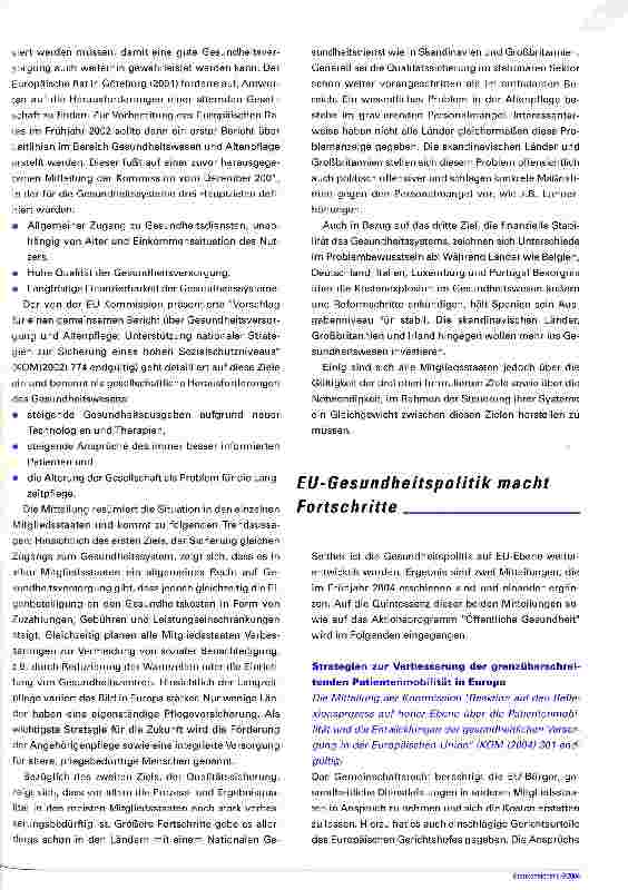 Vorschauseite 3: Gesundheitspolitik im AufwindHerausforderungen in der EU der 25