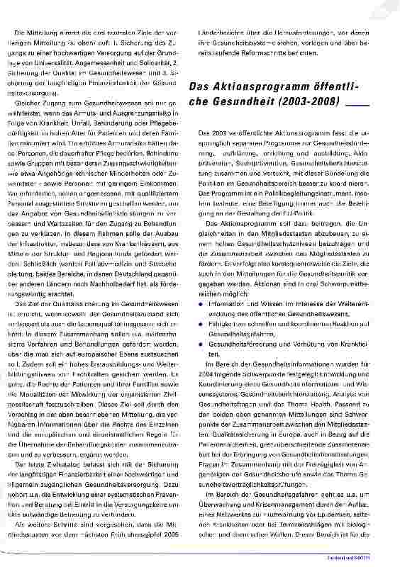 Vorschauseite 5: Gesundheitspolitik im AufwindHerausforderungen in der EU der 25