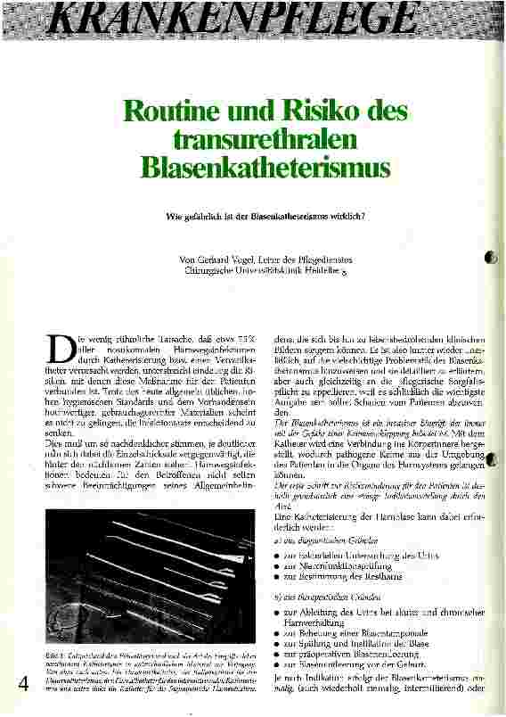 Vorschauseite 1: Routine und Risiko des transurthralen Blasenkatheterismus