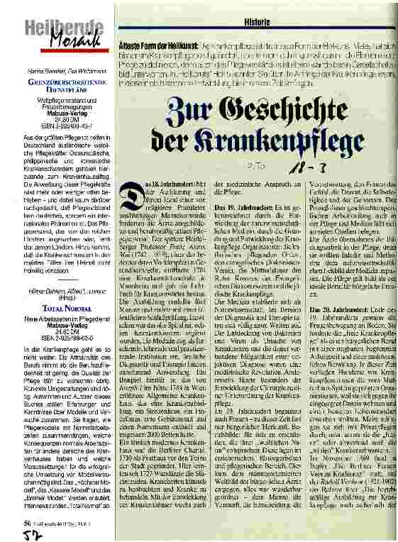 Vorschauseite 1: Zur Geschichte der Krankenpflege 2. Teil Älteste Form der Heilkunst