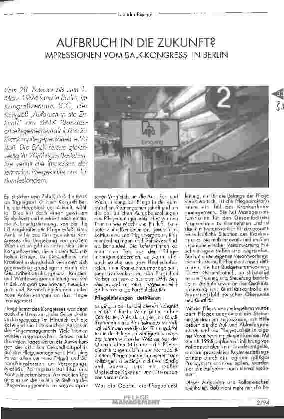 Vorschauseite 1: Aufbruch in die Zukunft? Impressionen vom BALK-Kongreß in Berlin
