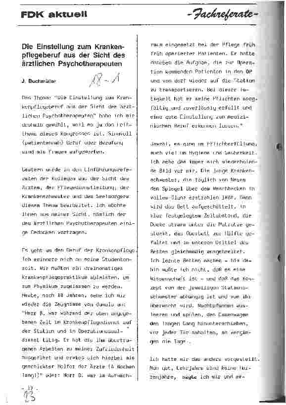 Vorschauseite 1: Die Einstellung zum Krankenpflegeberuf aus der Sicht des ärztlichen Psychotherapeuten