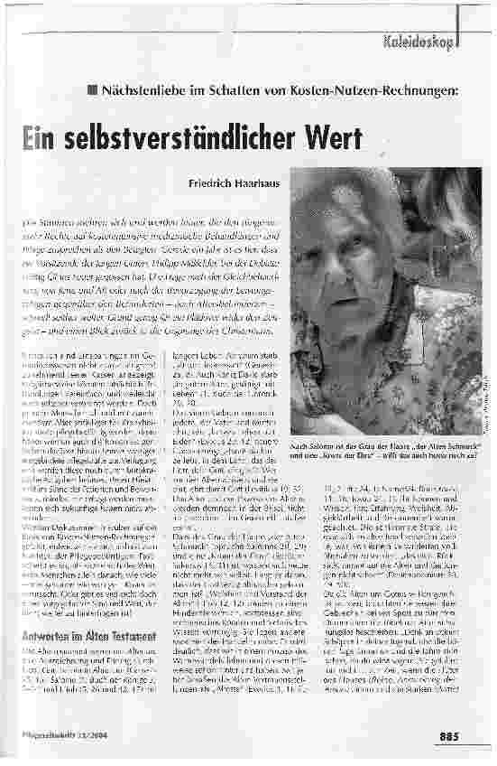 Vorschauseite 1: Nächstenliebe im Schatten von Kosten-Nutzen-Rechnungen: Ein selbstverständlicher Wert