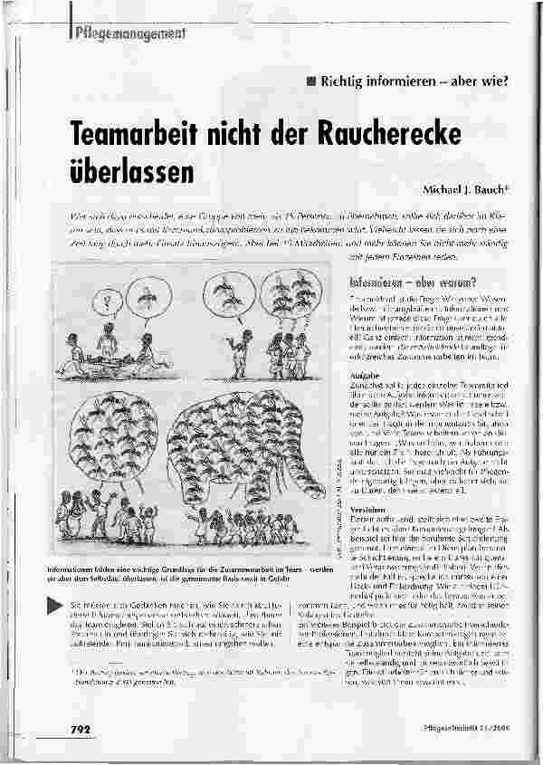 Vorschauseite 1: Teamarbeit nicht der Raucherecke überlassen