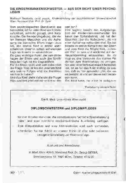 Vorschauseite 1: Die Kinderkrankenschwester - aus der Sicht einer Psychologin